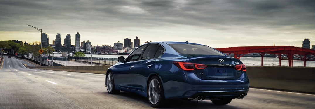 Blue 2022 INFINTII Q50 Driving on Road