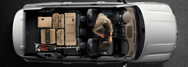 Aerial shot of 2024 Nissan Armada's cargo space and interior