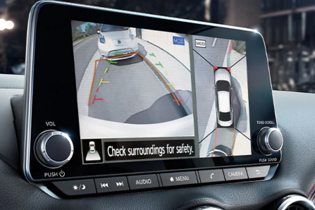 Display on Nissan Sentra Showing Around View Monitor