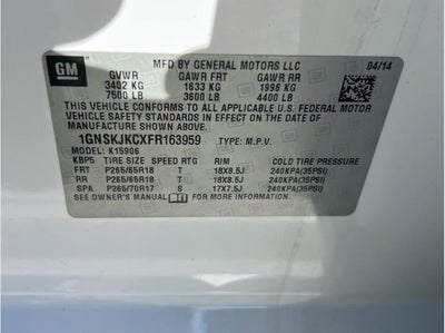 2015 Chevrolet Suburban LT Sport Utility 4D