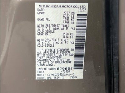 2023 Nissan Frontier Crew Cab PRO-4X Pickup 4D 5 ft